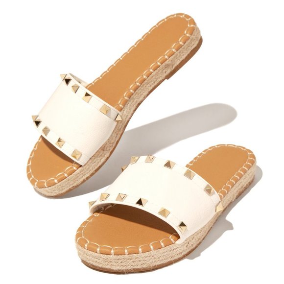 NEW🔥Pyramid Stud Espadrille Platform Slide Sandal - Picture 2 of 4